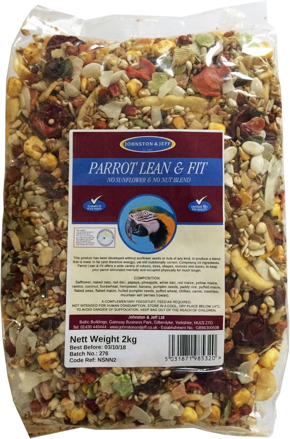 Johnston & Jeff Lean and Fit Parrot Food, 2 kg BigaMart Johnston & Jeff Lean and Fit Parrot Food, 2 kg BigaMart