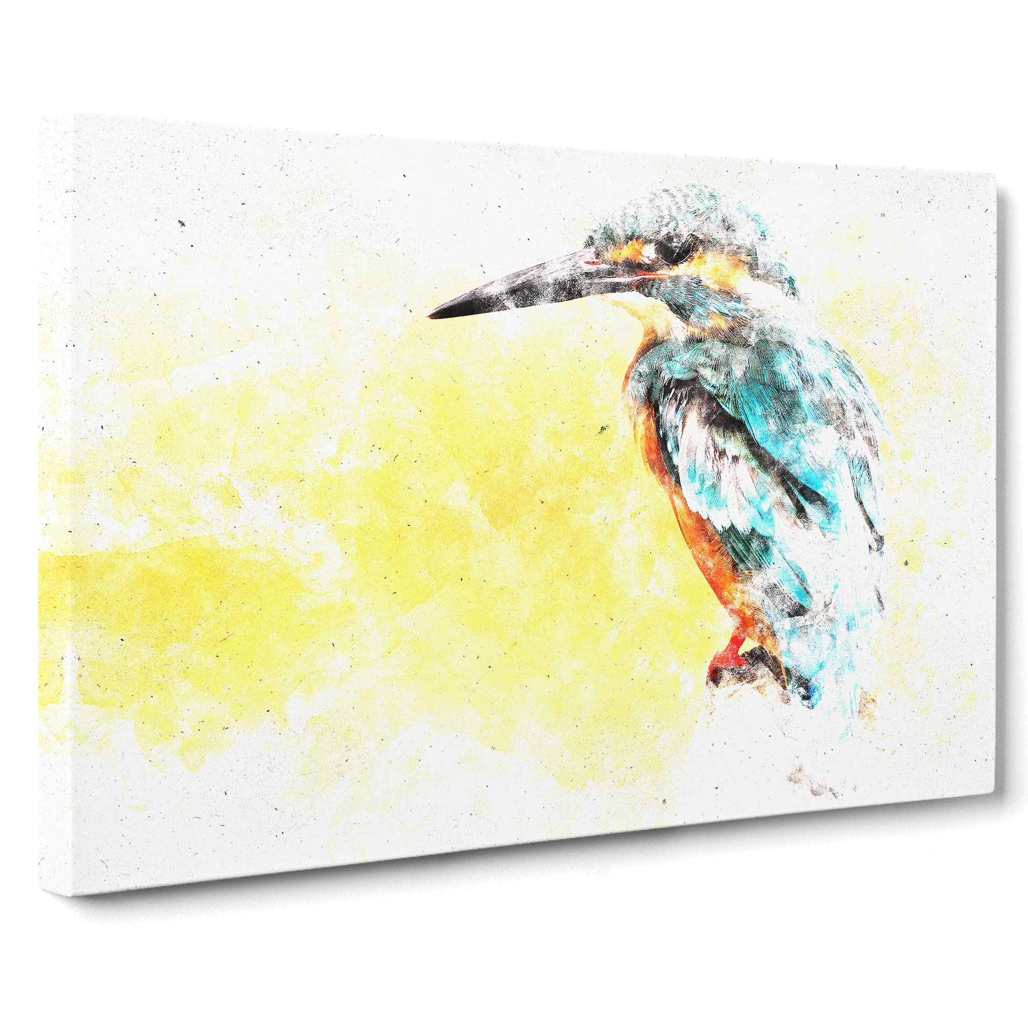 Blue Kingfisher Watercolour Canvas Print | Gallery Wrapped 30mm Frame Wall Art | 20x14 inches | Ready to Hang | Modern Bird Picture | Living Room Bedroom Lounge Office