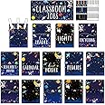 Pajean 75 Pcs Classroom Jobs Cards Teacher's Helpers Bulletin Board Set Class Jobs Pocket Chart with Chalkboard Brights Name Tags for Preschool Elementary Back to School Decor(Galaxy)