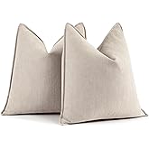 ZWJD Beige Pillow Covers 18x18 Inch Set of 2 Chenille Throw Pillow Covers with Elegant Design Soft and Luxurious Decorative Throw Pillows for Couch, Bed, and Home Decor(Beige)