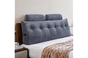 EUHAMS Wedge Headboard Pillow - Bed Wedge Pillow for Headboard Triangular Headboard Pillow with Neck Roll Pillow-Large Bolster Pillow for Sitting in Bed Backrest Positioning Support (Grey,54x8x20 Inches)
