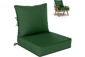 Kimunuk Outdoor Seat Cushion Set 24 L × 24 W × 5 H Inch Waterproof & Fade Resistant Patio Furniture Cushions with Removable Cover with Handle and Straps for Sofa Chairs, Chairs