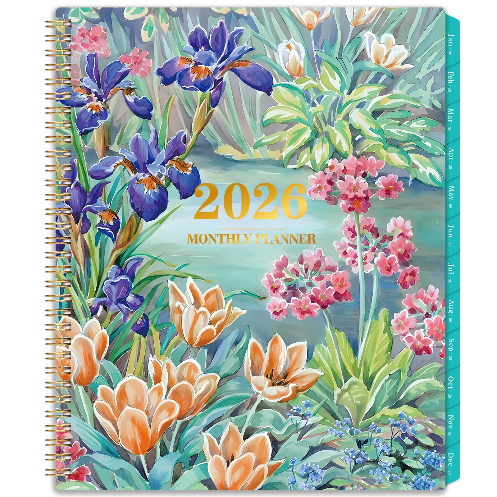 Photo 1 of 2026 Monthly Planner - 2026 Planner, JAN 2026 - DEC 2026, Monthly Planner 2026 for Daily Organizing, 9" * 11", 12-Month Calendar with Contacts, Passwords, Back Pocket, Tabs, Floral Design