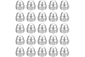 uxcell 1/4-20 Acorn Cap Nuts,25pcs - 304 Stainless Steel Hardware Nuts, Acorn Hex Cap Dome Head Nuts for Fasteners (Silver)