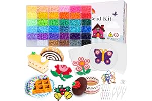 Quefe 11800pcs Fuse Beads Craft Kit, 36 Colors 5mm Beads, Melting Beads Set for Girls, Including Pegboards, Ironing Paper, Tweezers, Great Gift for Birthday