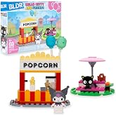 BLDR Hello Kitty and Friends Kuromi&rsquo;s Popcorn Stand Building Set - Kuromi &amp; Chococat Poseable Minifigures - Gifts for Kids &amp; Sanrio Fans Ages 8+, 0129