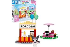 BLDR Hello Kitty and Friends Kuromi’s Popcorn Stand Building Set - Kuromi & Chococat Poseable Minifigures - Gifts for Kids & Sanrio Fans Ages 8+, 0129