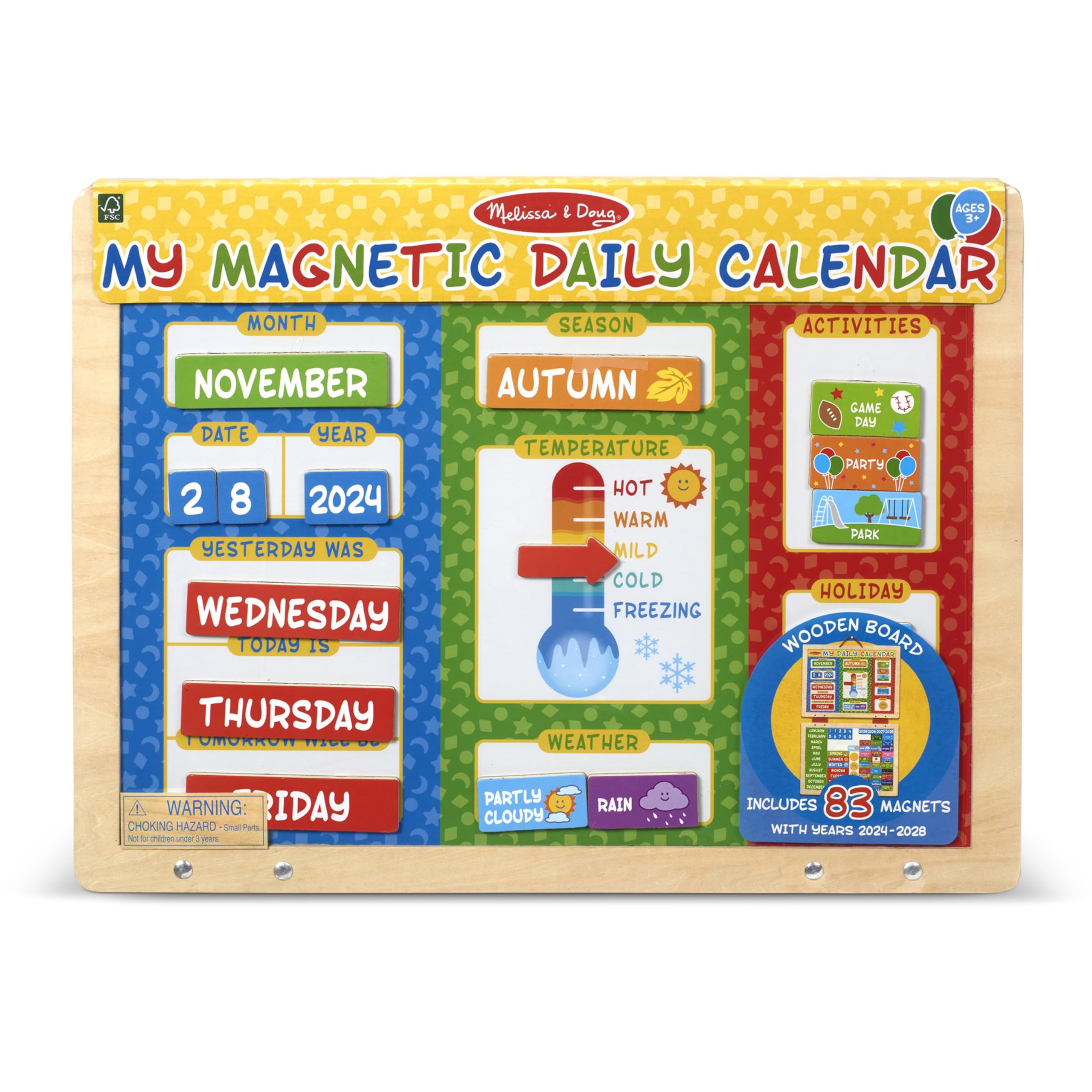 Melissa & Doug My First Daily Magnetic Calendar - Activities Calendar for Kids, Weather and Seasons Calendar for Preschoolers and Kids Ages 3+