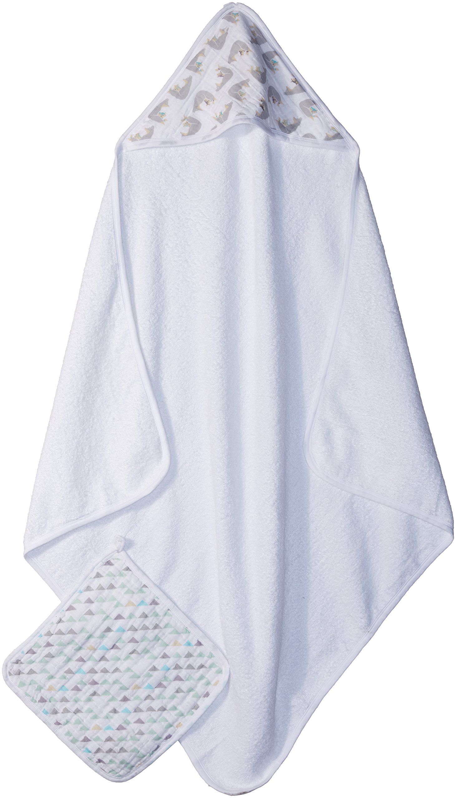 aden + anais Hooded Towel and Washcloth Set Woodland
