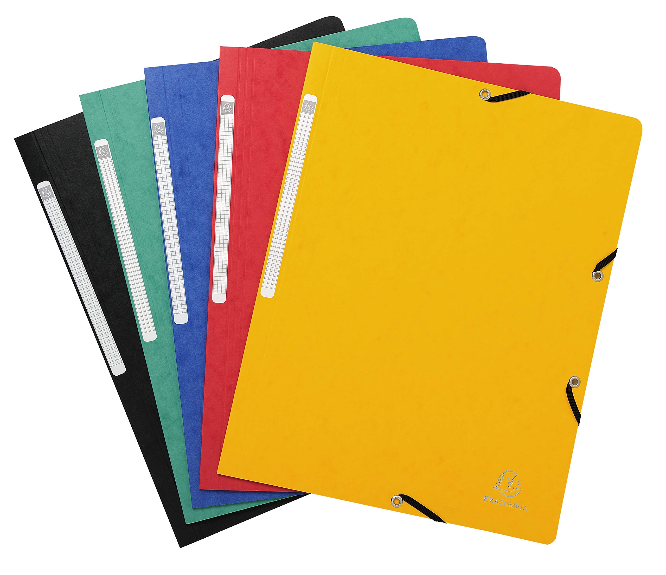 Exacompta - Ref 5520E - Elasticated Folders Without Flaps - 240 x 320mm in Size, Suitable for Holding A4 Documents, 400gsm Mottled Pressboard - Assorted Colours (Pack of 5)