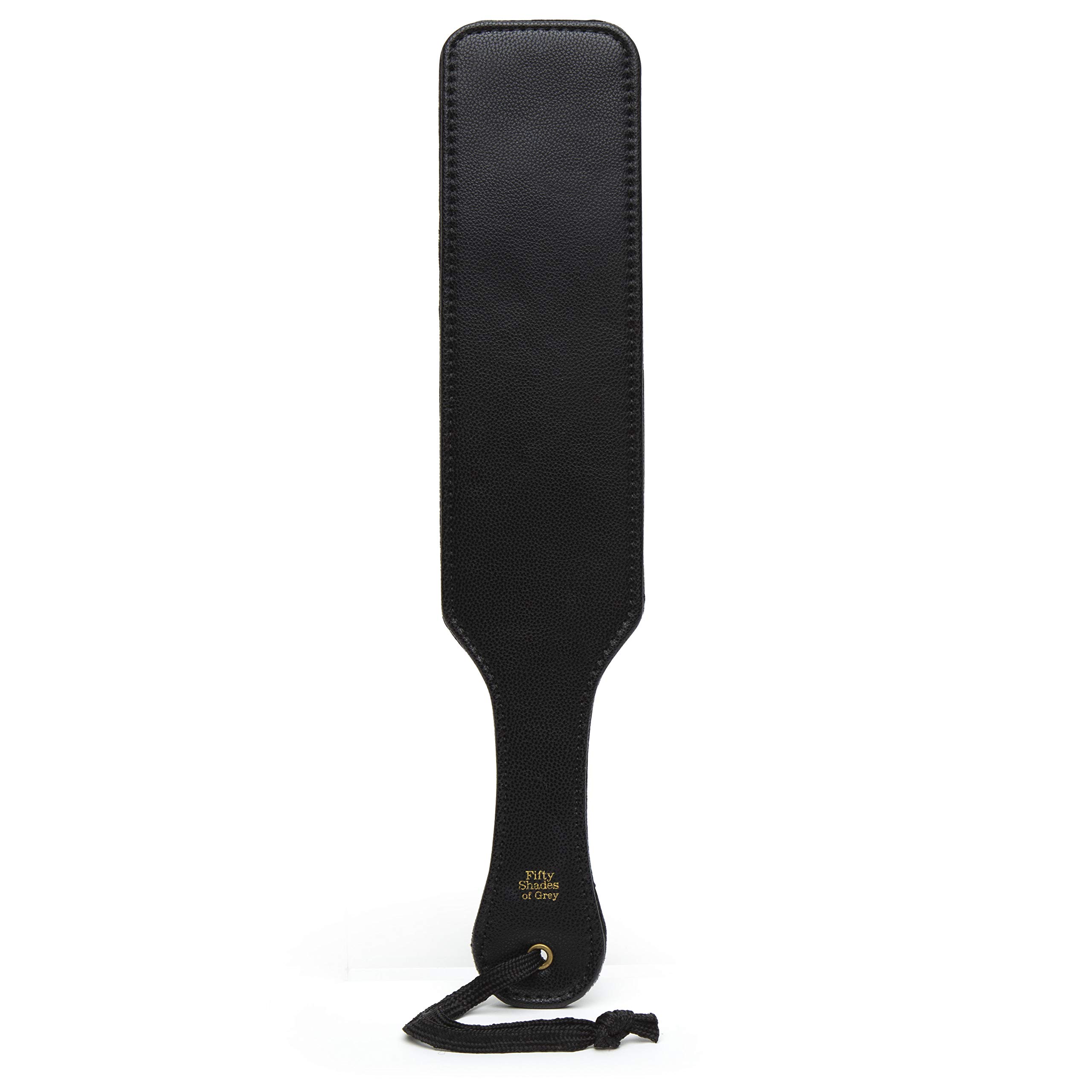 Fifty Shades of Grey Bound to You Spanking Paddle - 15 Inch Faux Leather Spanking Paddle for Adults - Dual Sided Paddle with Faux Leather & Soft Furry Fabric - Includes Satin Bag - Black