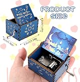 Cobee Hand Crank Wood Music Box Twinkle Twinkle Little Star Engraved Blue view 4