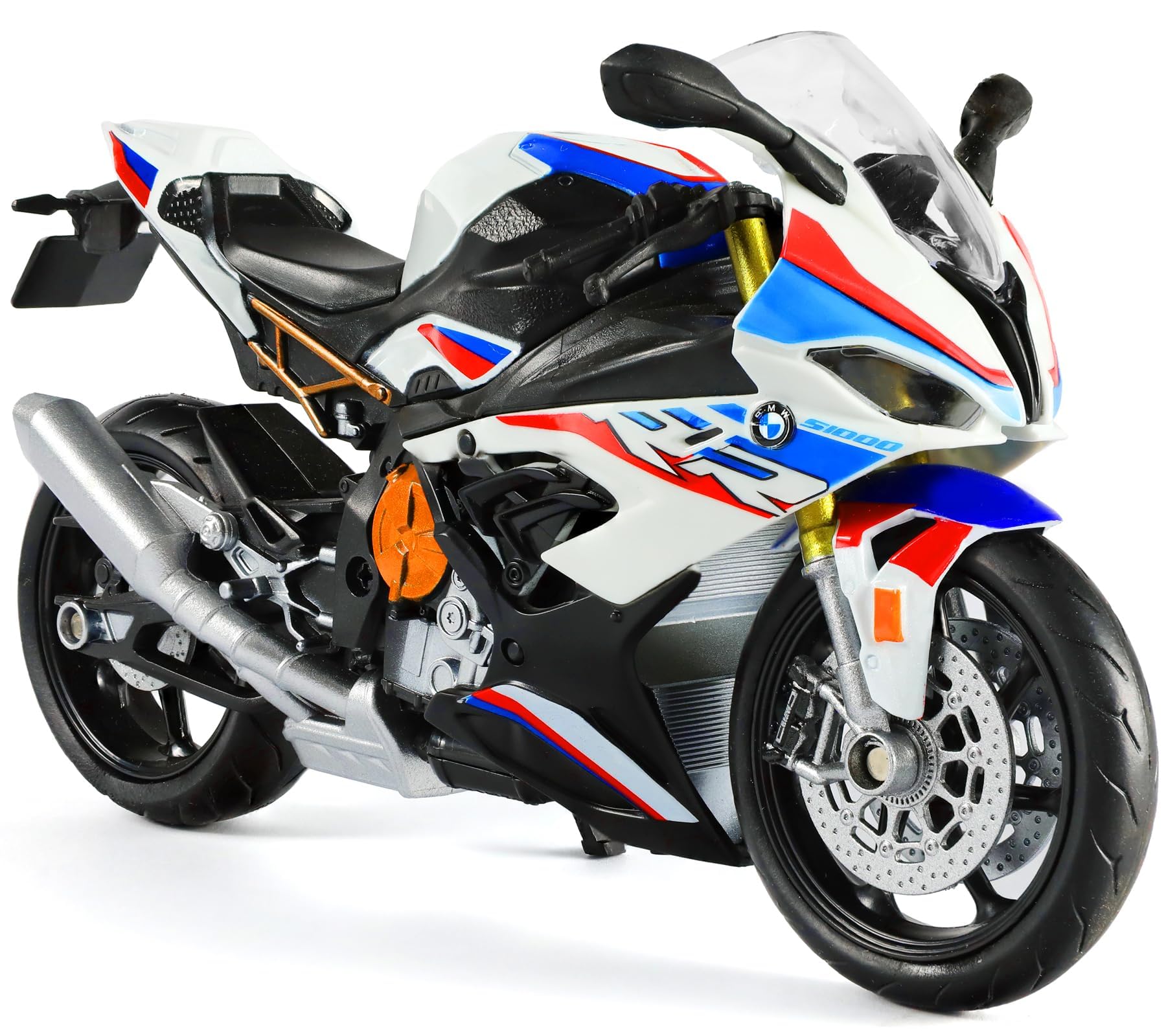 Risopen 1:12 Motorcycle Model Toy S1000RR Metal Die-cast With Plastic Motorbike Model No Assembly Required Mini Finished Moto Gift For Adult(White)