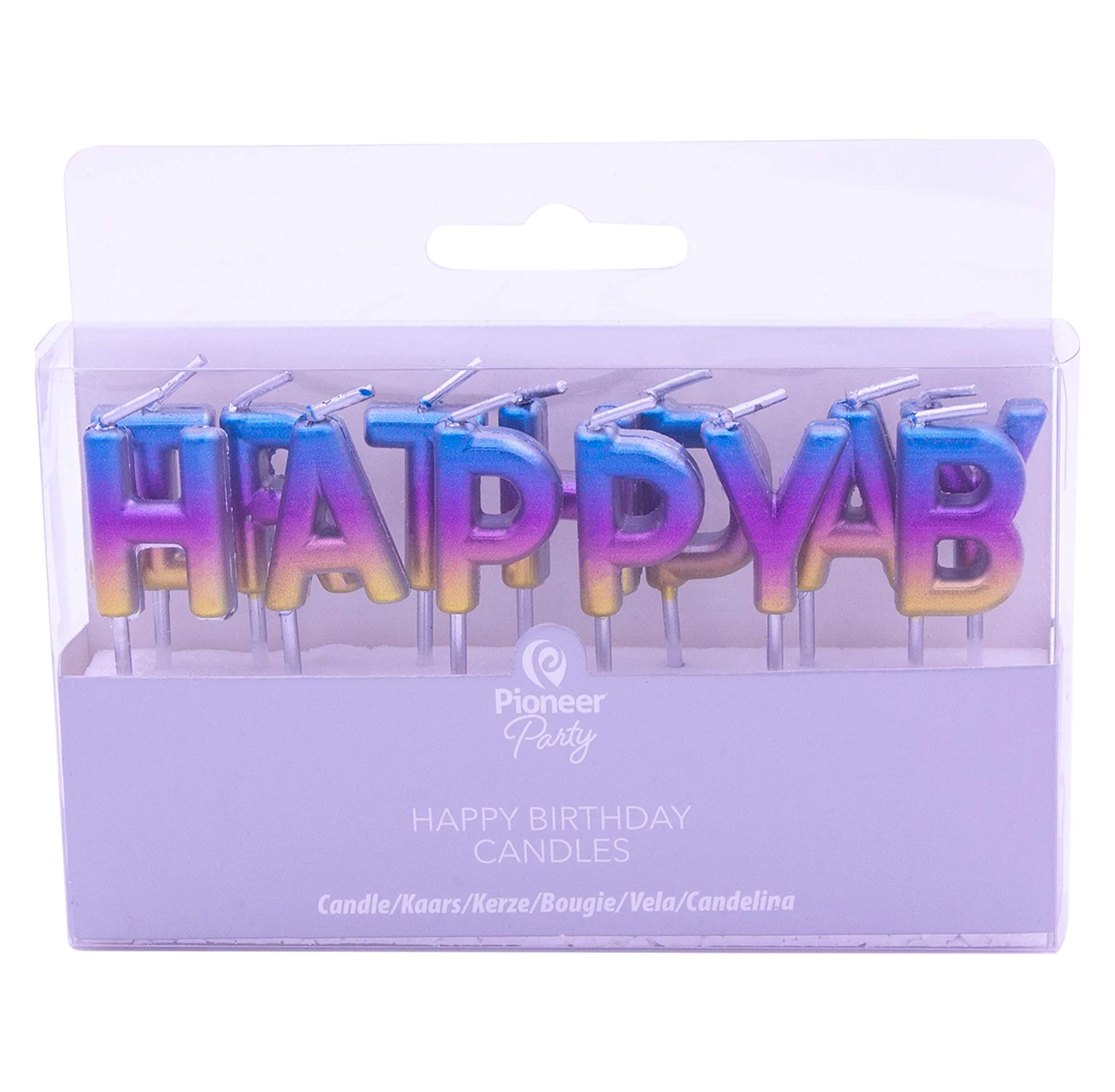 Pioneer Europe 15823 Happy Birthday Candle, Rainbow Ombre