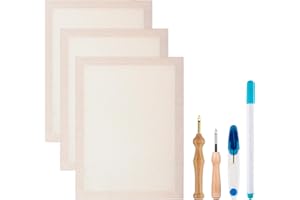 ZUAOOZ 3PC 11.8''x15.7'' Punch Needle Frame,Punch Needle kit Includes 3 Wooden Frame Covered with Monks Cloth, 3.5mm and 5mm Punch Needles, a Marking Pen and Scissors for DIY Craft Decoration