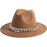 Gossifan Men & Women Belt Buckle Fedora Hat Wide Brim Floppy Panama Hat