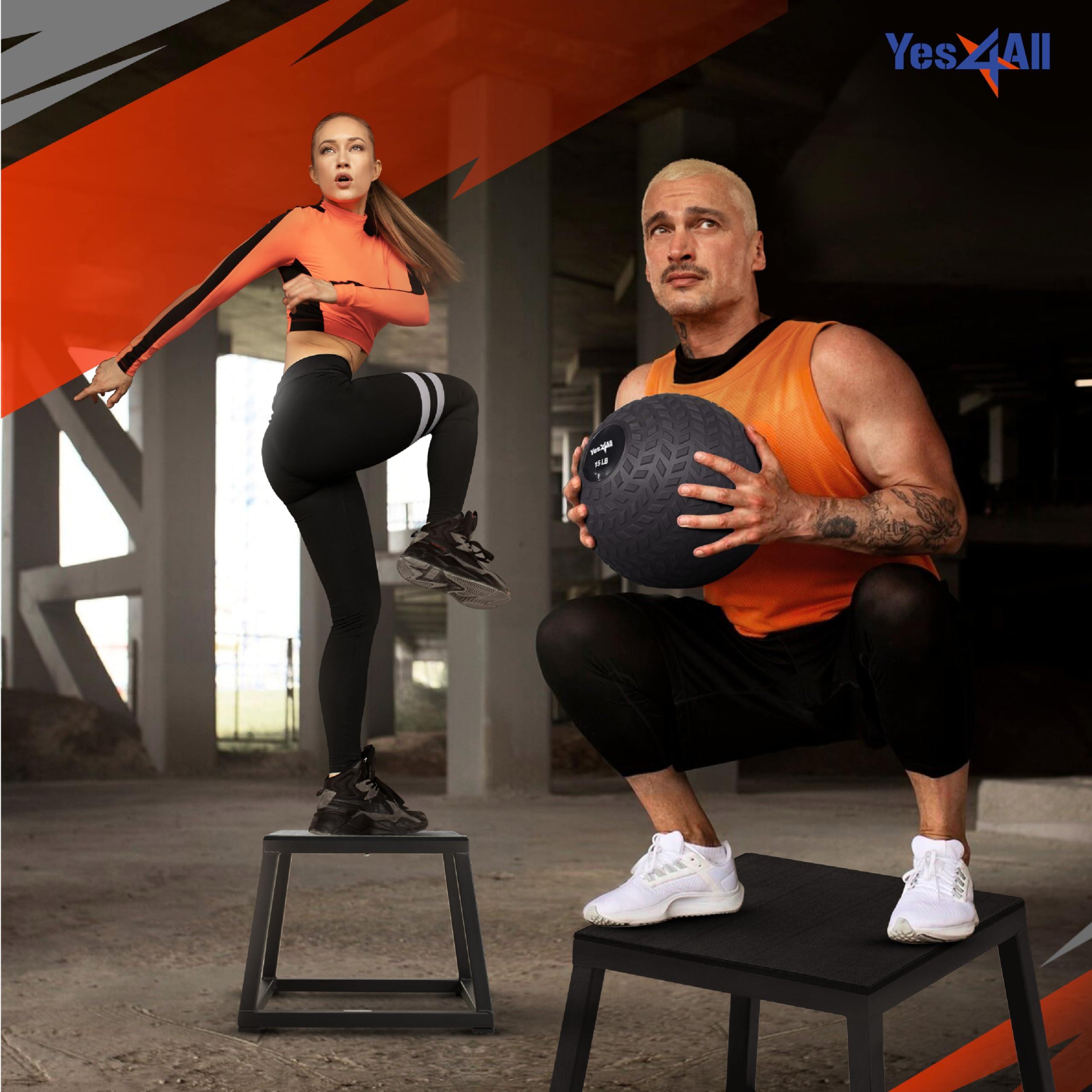 Yes4All Metal Plyometric Box with 550lbs Capacity, Pre-Assembled, Plyo Jump Platform, Step Up Box for Workout Home Gym