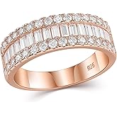 Newshe Jewellery Moissanite Rings for Women 925 Sterling Silver Wedding Bands Eternity Ring Emerald Promise Engagement Size 5-10