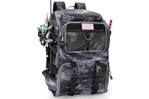 rillrun Fishing Backpack with Rod Holders, Ultimate Tackle Box Bakpack for Men, 42L Large Tackle Bag Store Fishing Gear