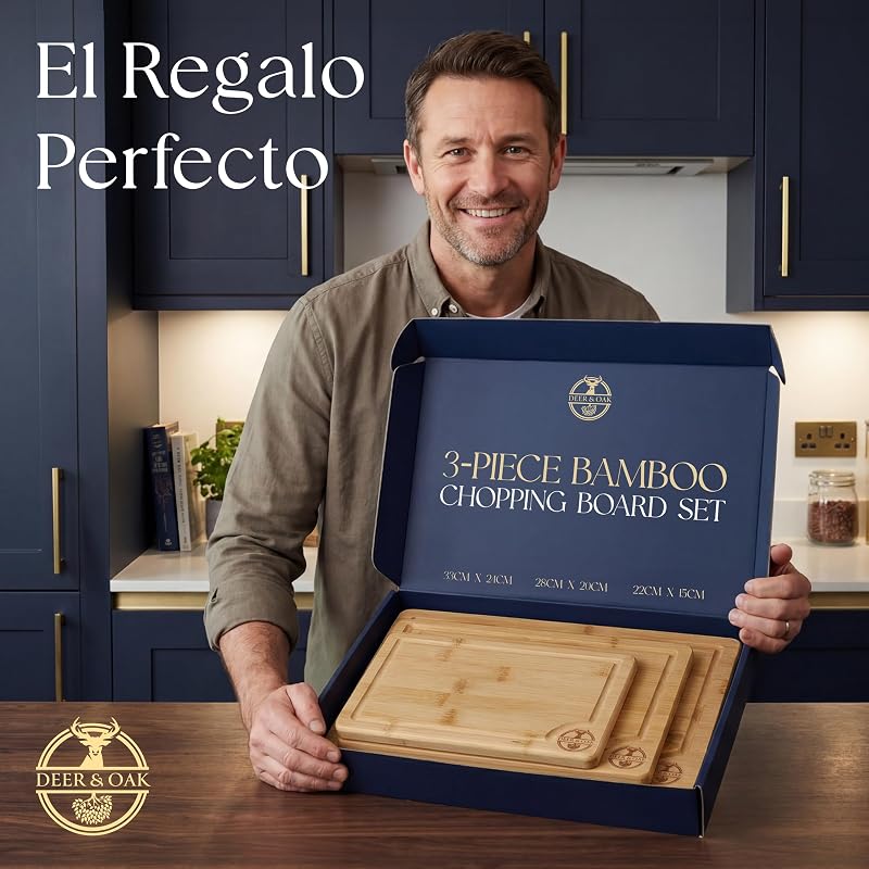 Set 3 Tablas de Cortar Bambú 33x24, 28x20 y 22x15 cm — foto 8 de 8