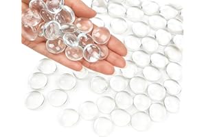 ARSUK Clear Flat Glass Pebbles, (5 LBS) Marbles for Vases, Glass Marbles, 400 Pcs Vase Fillers, Table Scatter for Weddings, Aquarium Stones, Candle Holders, Crafts, Glass Beads for Vases, (0.7-0.8")