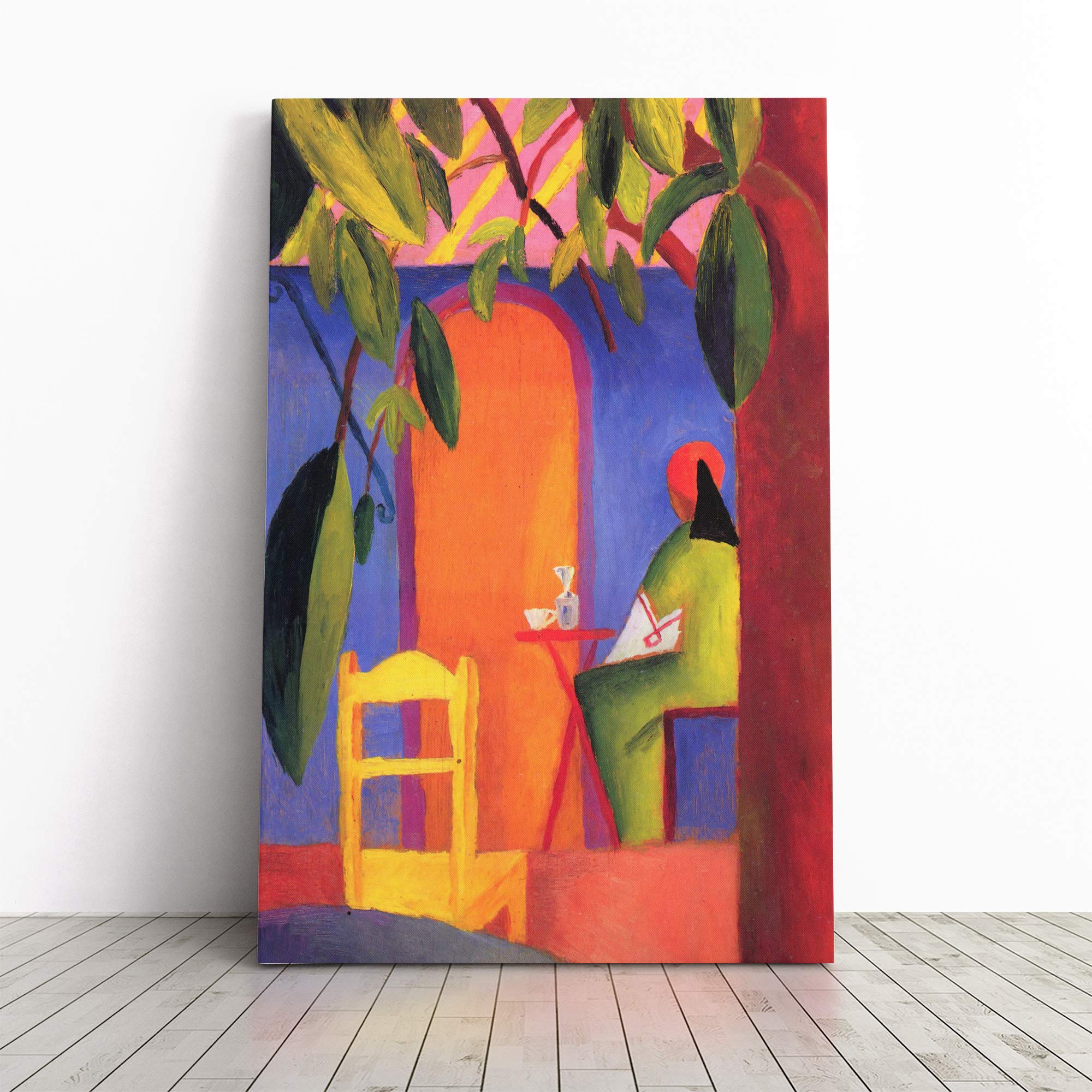 August Macke Turkish Cafe Canvas Print | Gallery Wrapped 30mm Frame Wall Art | 20x14 inches | Ready to Hang | Modern Picture | Living Room Bedroom Lounge Office