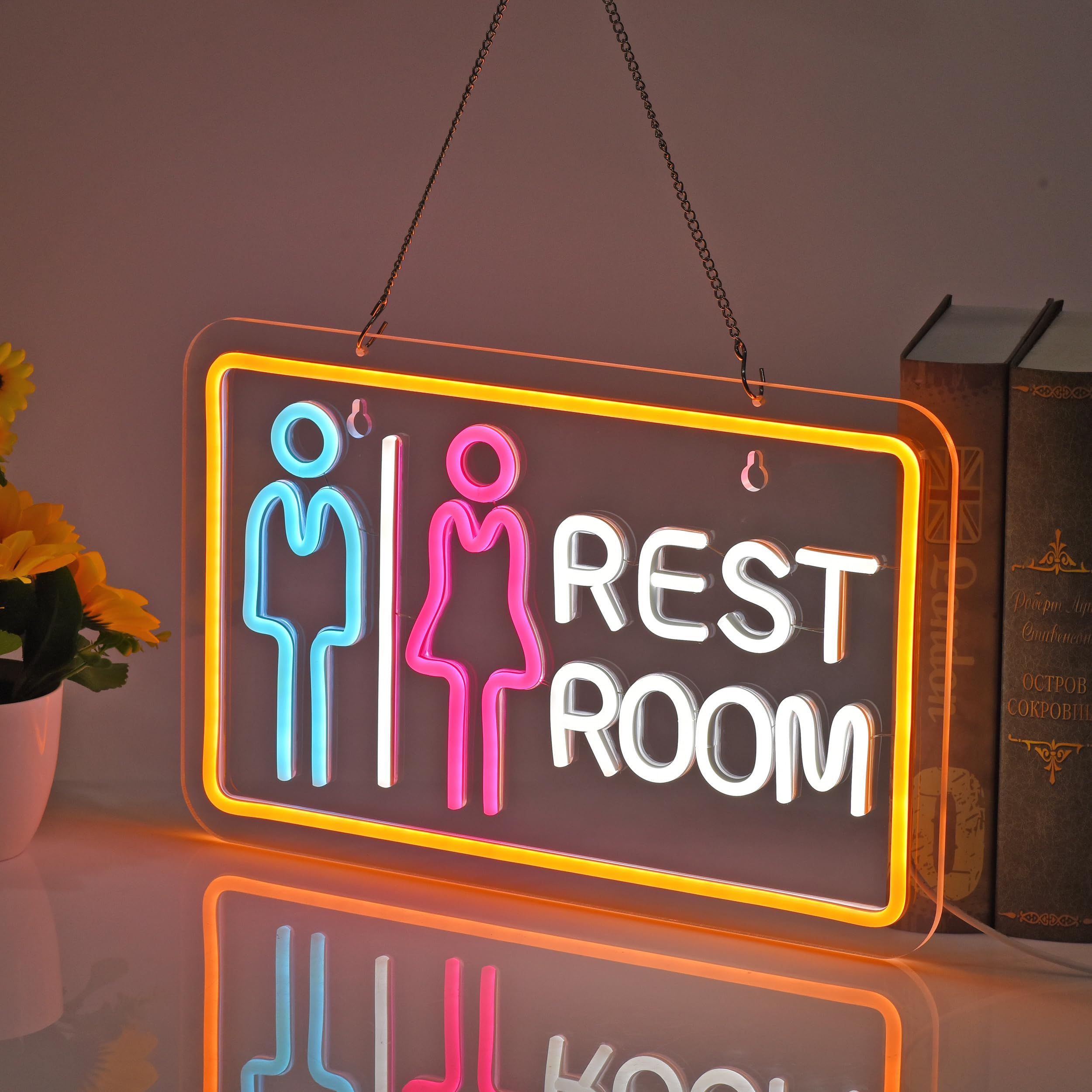 JOMOSPO Restroom Neon Sign, Neon Lights Hanging Wall Art Decoration For ...