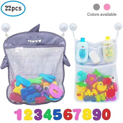 Comfylife Baby Bath Toy Organizer Shark (2 Bath Toy Storage Nets, 10