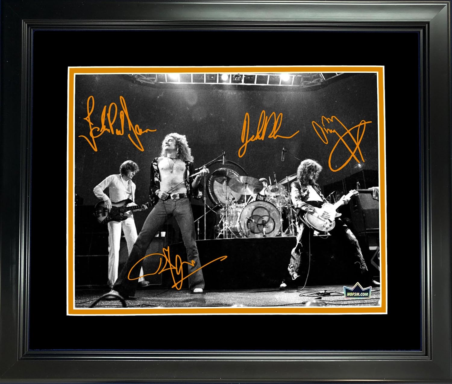 Photographs - Framed Led Zeppelin Rock Band Facsimile Laser Engraved Signatures Auto 12