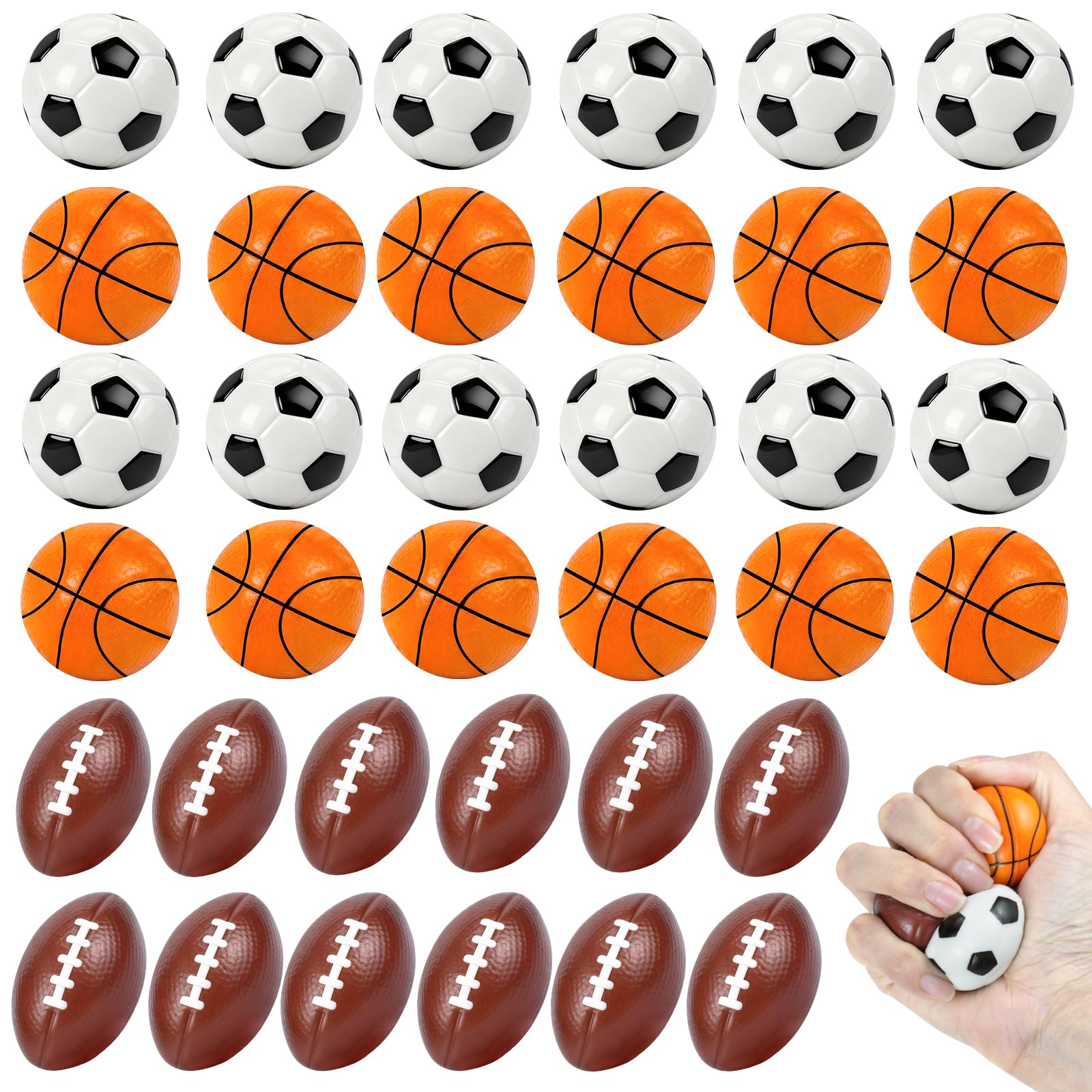 View 1 of 36 Pcs Mini Foam Sports Balls for Kids Adults Party Favors,Small Stress Balls Basketball Football Soccer Balls Bulk Toys Goodie Bag Stuffers Classroom Prizes Party Decorations