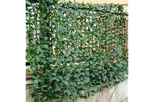 Giantex Artificial Faux Ivy Privacy Fence, 95"x40" Artificial Hedge Faux Ivy Vine Leaf Greenery Wall Screen, Decorative Trellis Fence Covering for Outdoor Porch Garden Patio