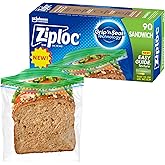 Ziploc, Sandwich Bags Smart Zip Seal, 90 Count