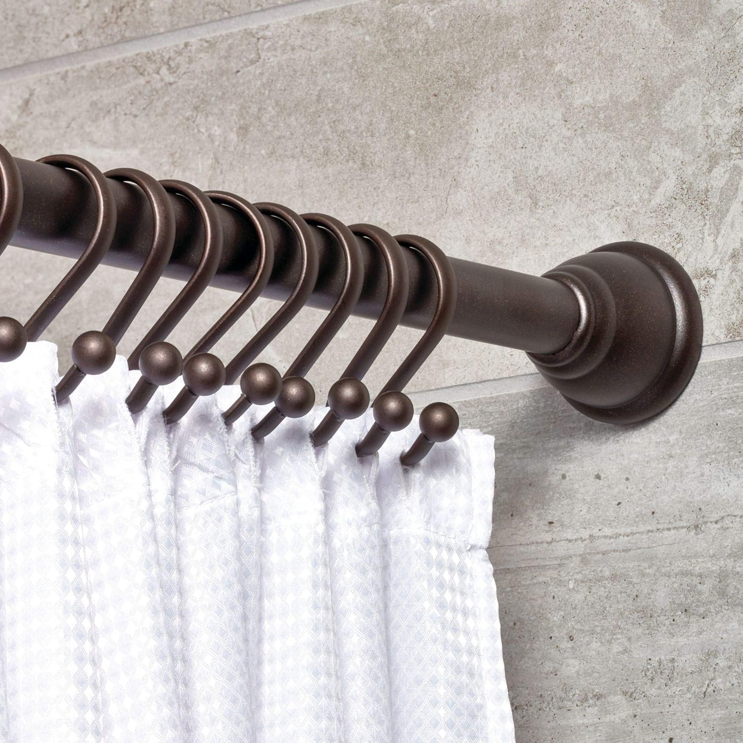 iDesign 55871 Axis Metal Shower Curtain Hooks, Rust Resistant Shower Hooks Rings for Kid's Bathroom, Guest Bathroom, Master Bathroom, Set of 12, Bronze: Home & Kitchen