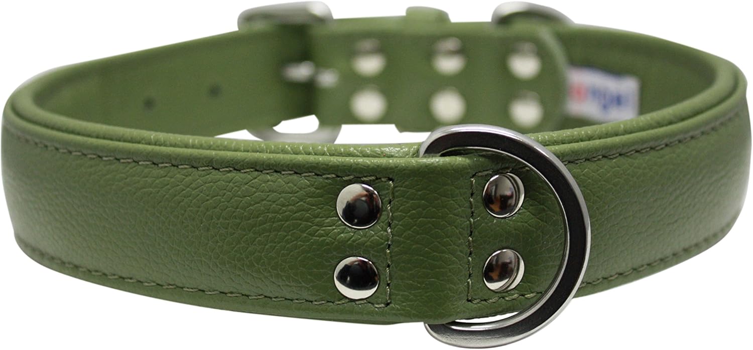 Angel Pet Supplies Alpine Plain Dog Collar by Angel. 26 X 1.25, Olive