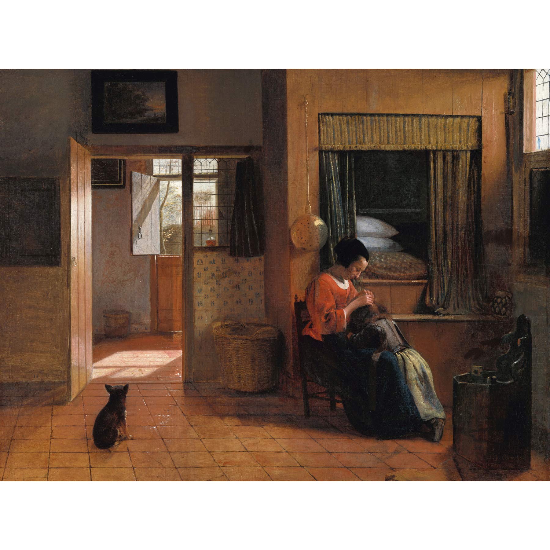 Artery8 Pieter De Hooch Mother Delousing Her Child'S Hair Premium Wall Art Canvas Print 18X24 Inch