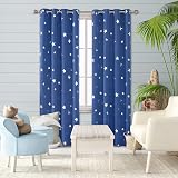 Deconovo Stars Foil Printed Thermal Eyelet Blackout Curtains Blue 46x54 Inch 1 view 2