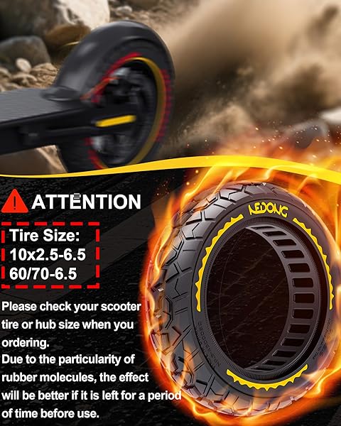 BABEJIA 10X2.5 SCOOTER TIRES 2-PACK TUBELESS – 60/70-6.5 AIRLESS OFF-ROAD REPLACEMENT FOR SEGWAY NINEBOT MAX G30/G2, GOTRAX G6/G5/G MAX/ECLIPSE