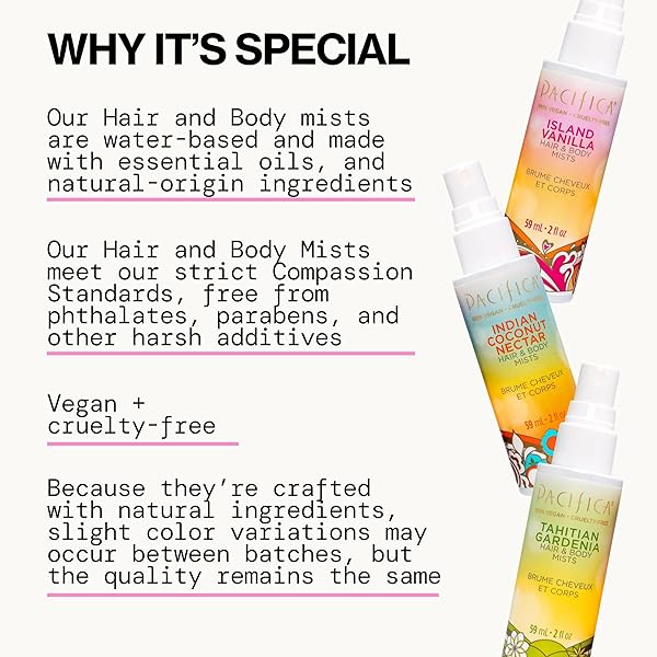 PACIFICA BEAUTY MINI FRAGRANCE SAMPLER, 3 ISLAND VANILLA SCENTS – HAIR PERFUME & BODY SPRAY GIFT SET, VEGAN & CRUELTY FREE