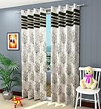 Homefab India 4-Piece Jute Modern Jacquard Door Curtain, 7ft, Green