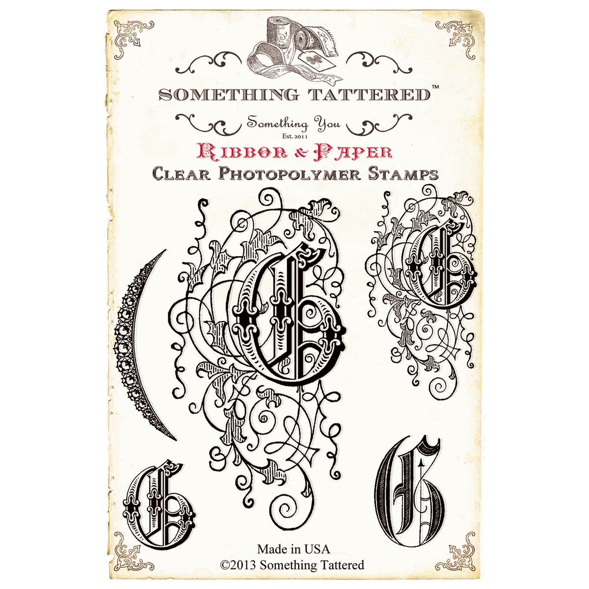 Something Tattered G initial Monogram Stamp, Clear