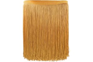 KEHUADIY 10 Yards 12'' Width Fringe Trim Tassel Sewing Trim Lace Polyerter Fibre Tassel for Clothes Accessories Latin Wedding Dress and DIY Lamp Shade Decoration (Gold)