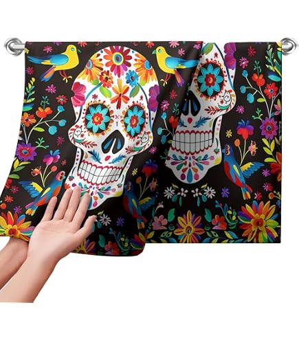 Amazon.com: Day of The Dead Sugar Skull Set of 2 Decorative Towels