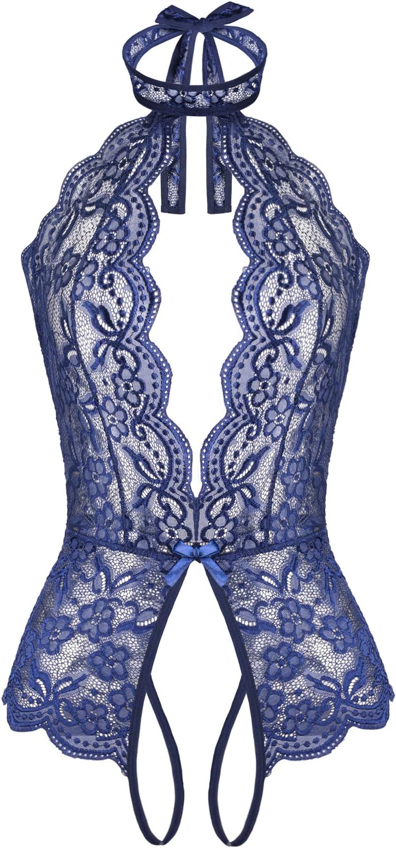 Genhoo Women Sexy Teddy Lingerie Lace Halter Babydoll Bodysuit
