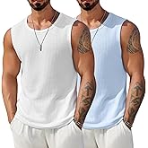 COOFANDY Mens Casual Tank Tops 2 Pack Waffle Knit Sleeveless Shirt Breathable Tank Shirts Summer Muscle Tee