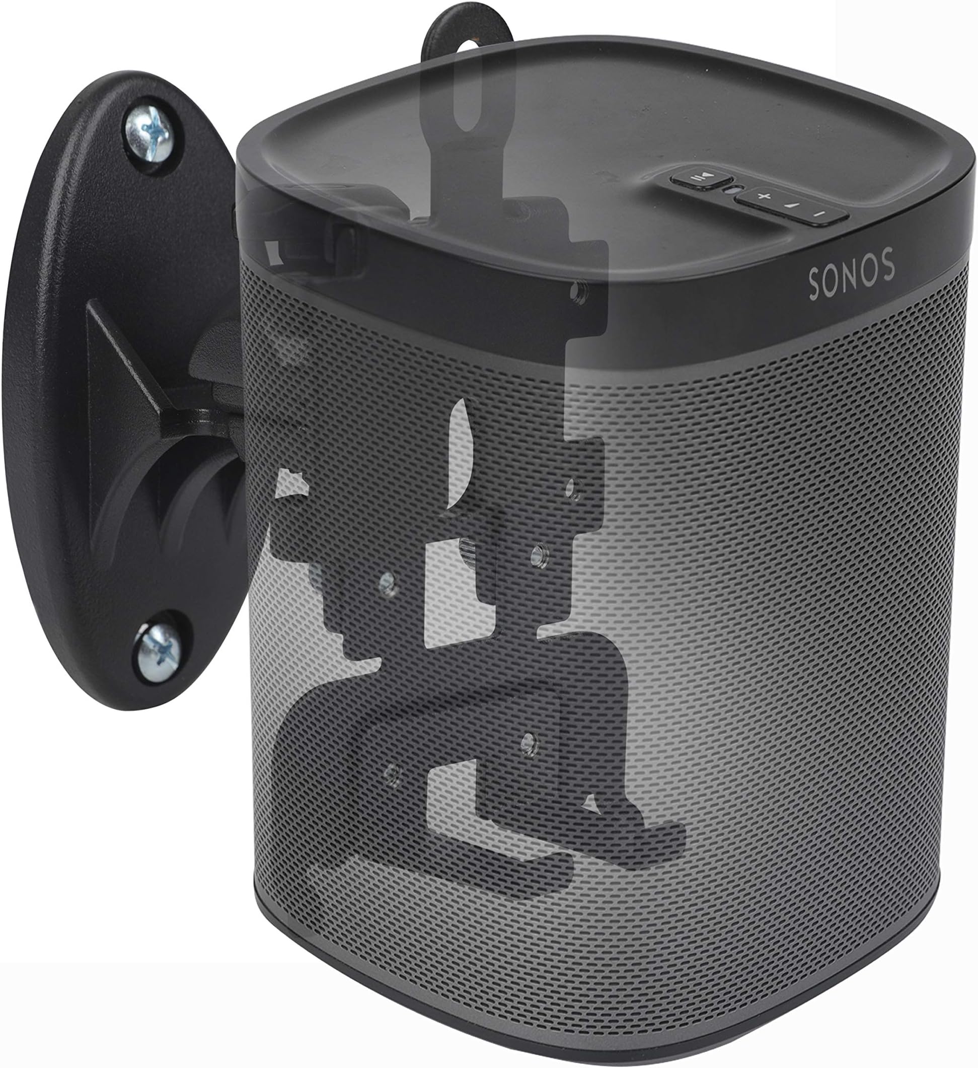 DYNAVISTA Speaker Wall Mount for Sonos Play 1 and 3 - Adjustable Full Motion Speaker Mount Bracket with Tool-Free Swivel and Tilt, Black