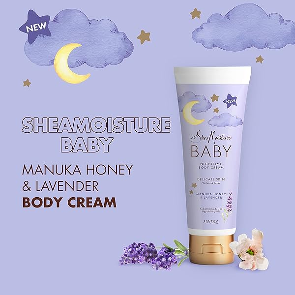 SHEAMOISTURE BABY MOISTURIZER MANUKA HONEY & LAVENDER FOR DELICATE HAIR AND SKIN NIGHTTIME HAIR AND SKIN CARE REGIMEN 8 OZ