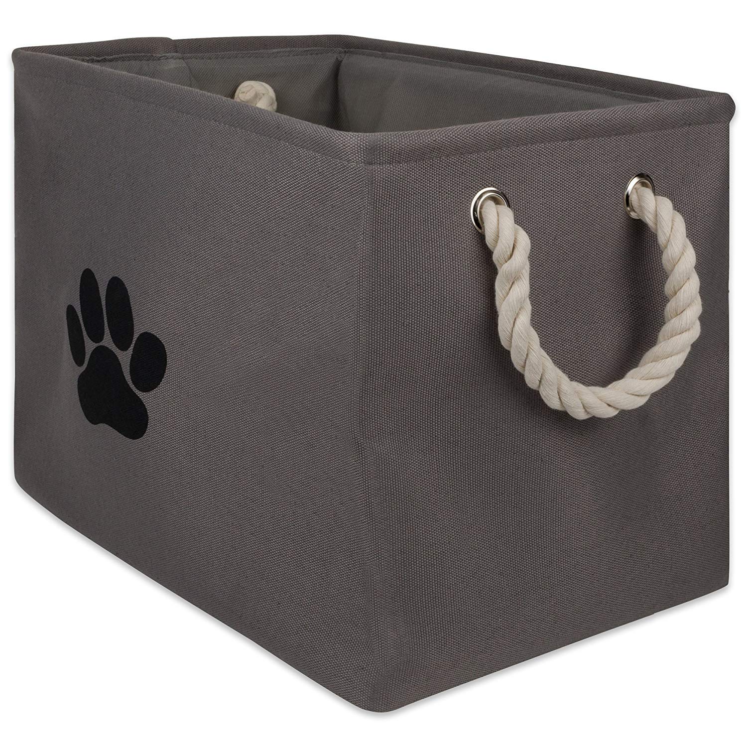Bone Dry Paw Print Collapsible Polyester Pet Storage Bin, Rectangle Small - 14 x 8 x 9", Paw Print Gray