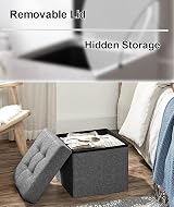 Dripex Folding Linen Storage Ottoman Dark Gray 38cm 40L Capacity view 4