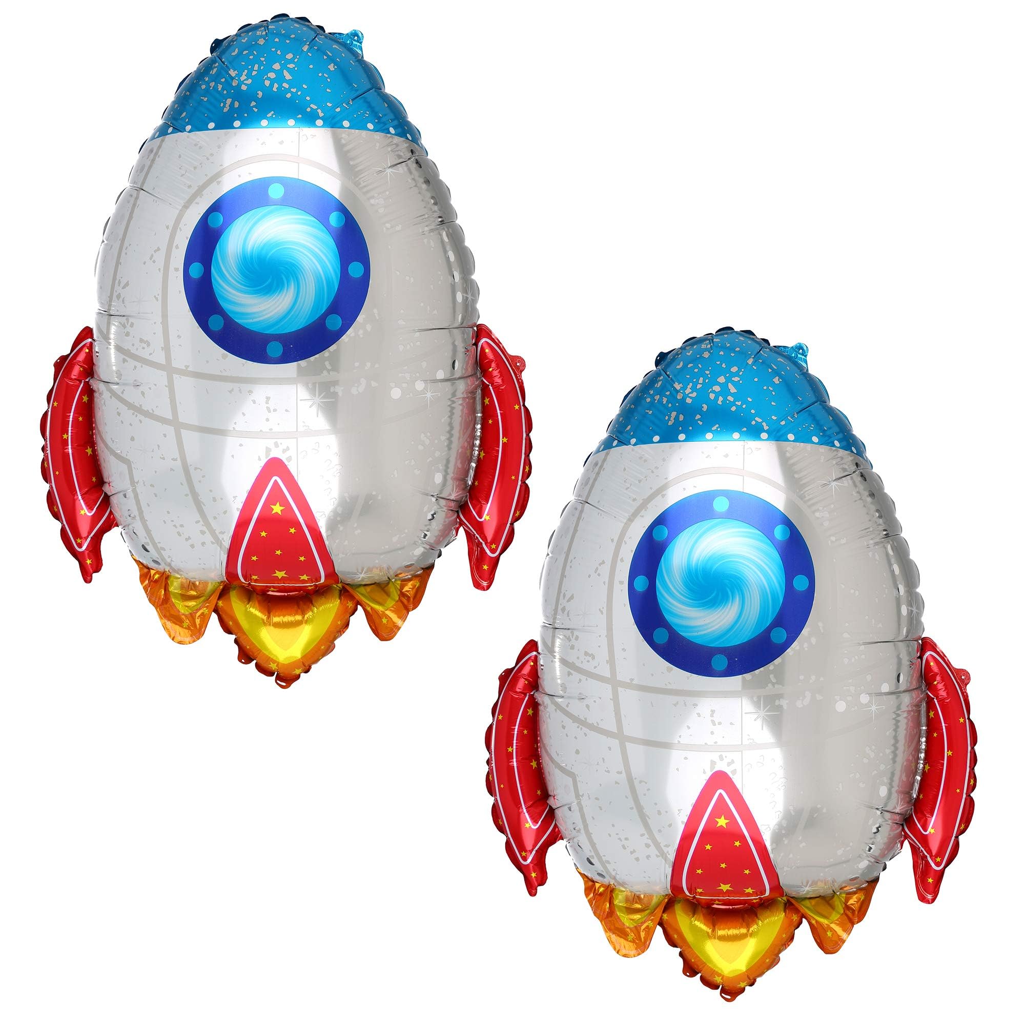 Photo 1 of 2 Pcs Rocket Shaped Big Mylar Foil Balloon Universe Space Theme Birthday Party Decorations