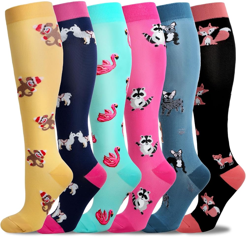 LEOSTEP Compression Socks 6 Pairs Women Men Graduated Support Stockings